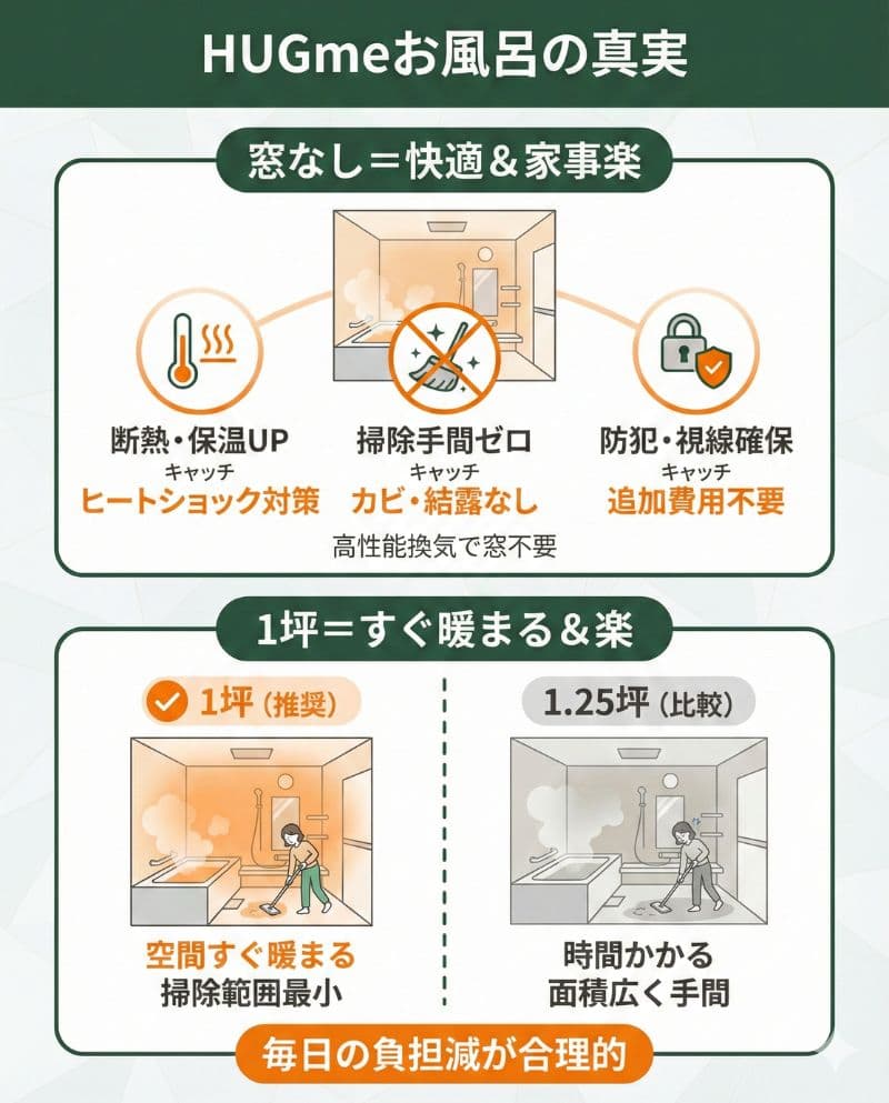 一条工務店HUGme。窓なし1坪が合理的な理由を図解。